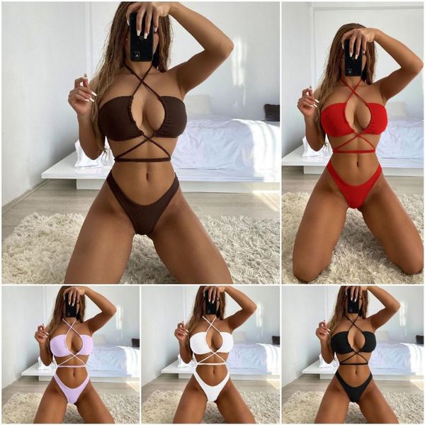 

two-piece suits swimsuits woman 2021 swimwear summer bikini set 2 piece beach with ties white black triangle fashion swim wear