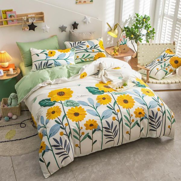 

bedding sets 3/4pcs 100% cotton home linens printing bed linen set cover double duvet sheet quilt pillowcase