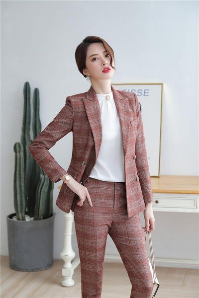

fabric formal women business suits with jackets and pencil pants ladies office professional work wear pantsuits women's two pie, White