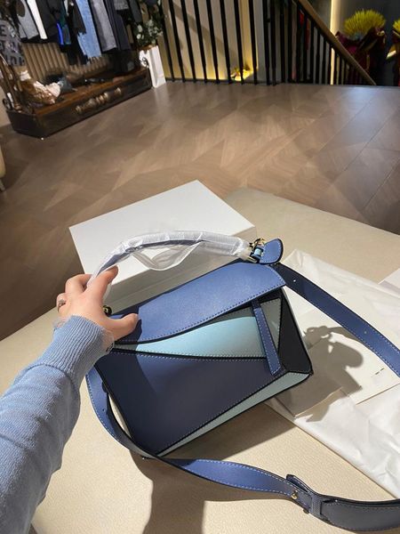 

geometric bag splicing color matching women's slanting cross portable pillow shoulder bags