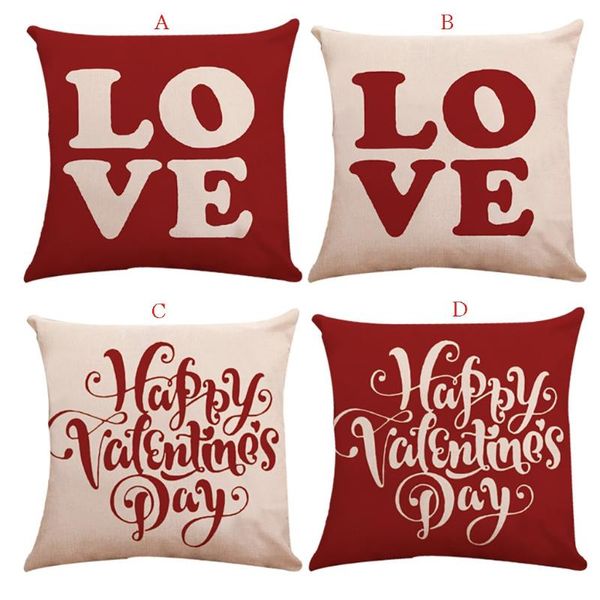 

interior decorations valentine's day pattern family car sofa upholstery linen pillowcase pillow cover case decoration