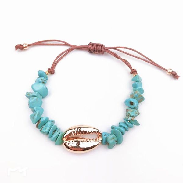 

boho handmade irregular natural stone bracelets bohemian adjustablefriendship bracelet cowrie women jewellry 2021 bangle, Black