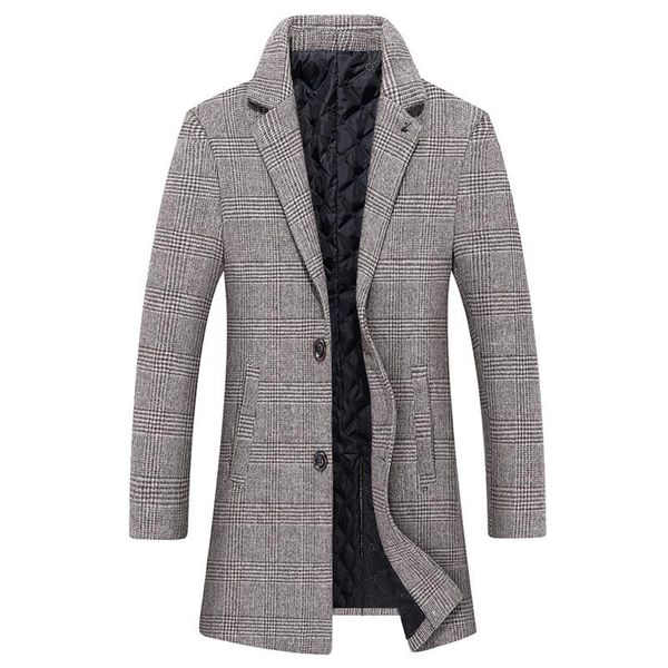

men's wool & blends 2021 coat thickened lapel business casual windbreaker, Black