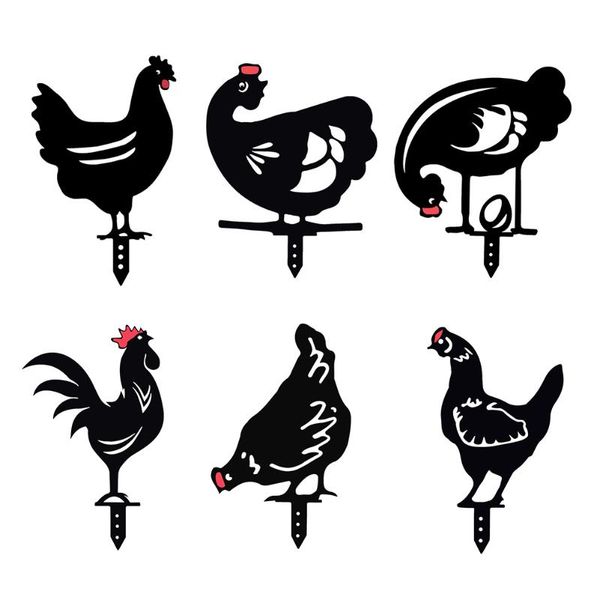 

acrylic black chicken garden lawn stakes yard art outdoor easter decoration gift decor creative decorations