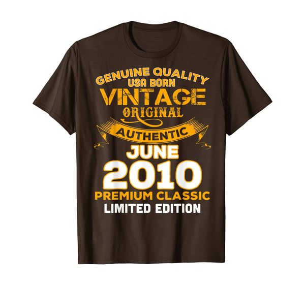 

genuine quality born in june 2010 gift 9th birthday shirt, White;black