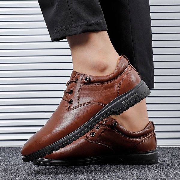 

dress shoes men's casual comfortable genuine leather office luxury male breathable oxfords 6oyq, Black
