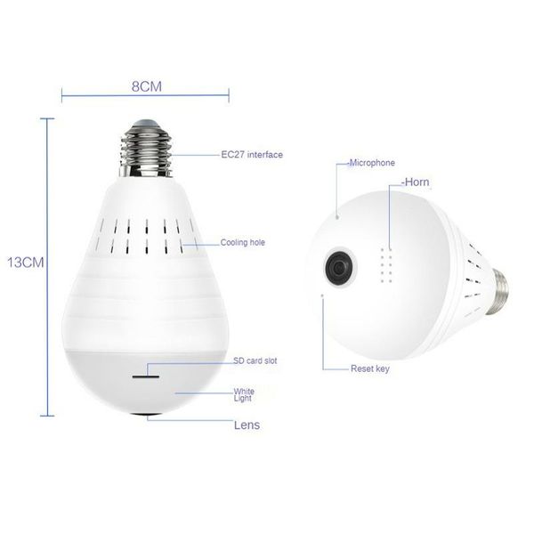 

mini cameras smart 360 degree led light 960p wireless panoramic home security wifi cctv fisheye bulb lamp ip camera two ways audio e27 cam
