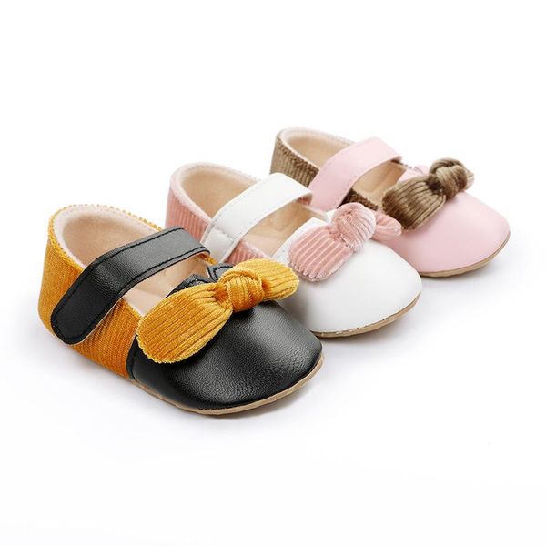 

0-1 year old baby's solid color walking shoes pink bow baby for girls first walkers