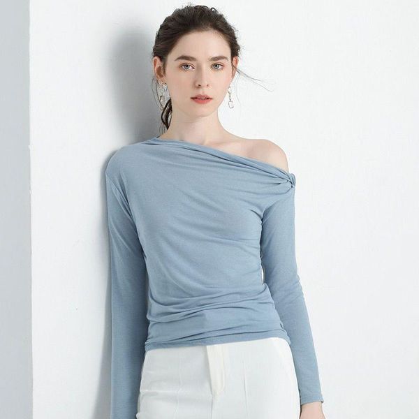 

women's blouses & shirts 2021 autumn women cotton skew collar knitting long sleeve loose summer casual plus size -5xl 6xl 7xl, White