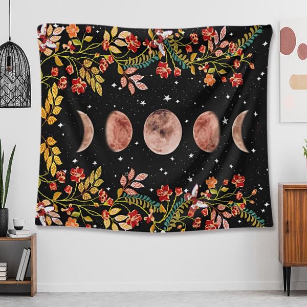 

tapestries moon tapestry flowers wall hanging decoration backdrop starry sky blanket home garden s