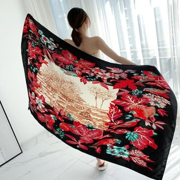 

towel women head scarf female autumn spring style design geometric printed scarves muffler long print wraps and shawls