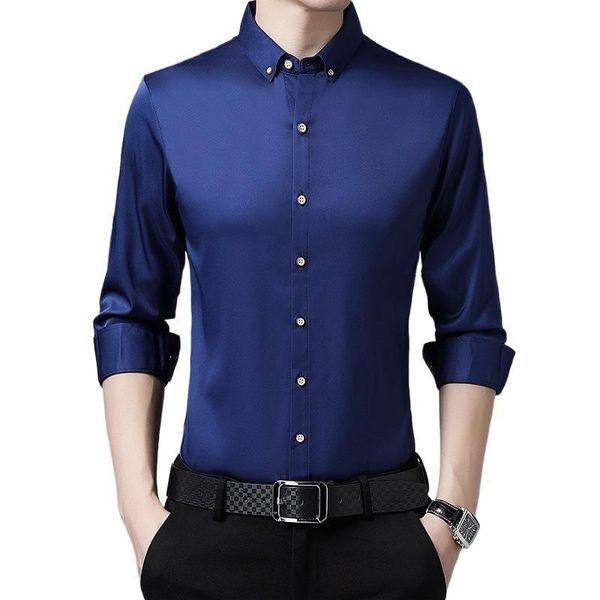 

men's casual shirts white dress men classic solid color long sleeve shirt yellow slim fit camisa masculina, White;black