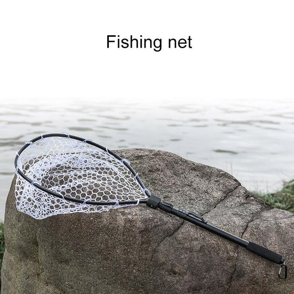 

fishing accessories ly net fish landing foldable collapsible pole handle durable rubber material mesh sd669