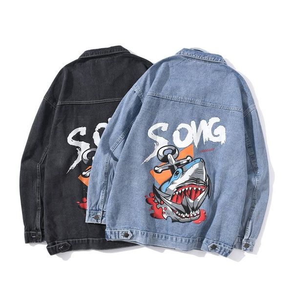 

men's jackets european and american original printing trend autumn winter high street fashion denim jacket cardigan, Black;brown