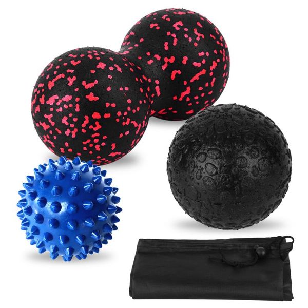 

fitness 3 pcs set body massage ball muscle stimulator balls double peanut spiky therapy yoga