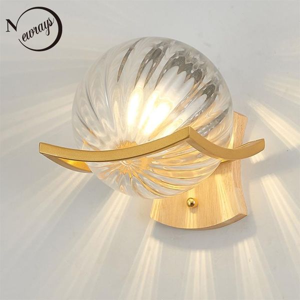 

wall lamp nordic modern lights led e27 simplicity light luxury wood iron ball glass balcony for bedroom bedside living room
