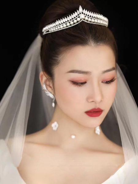 

hair clips & barrettes bridal pearl crown diamond band, Golden;silver
