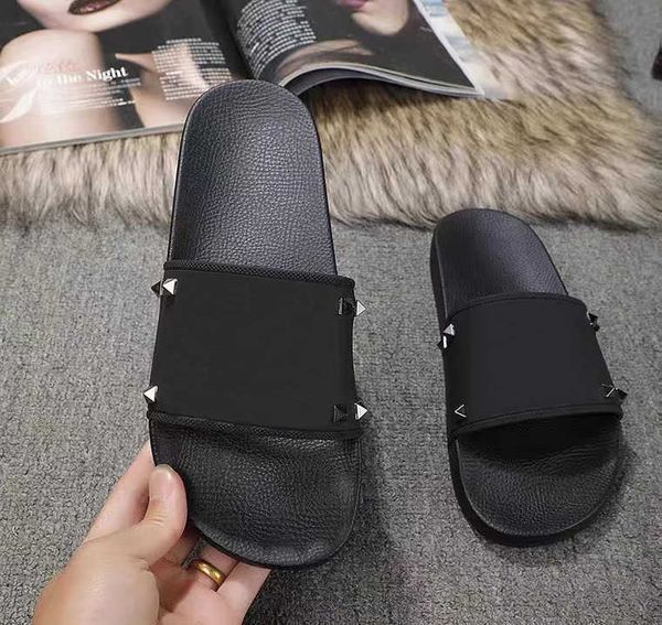 

2022 men women slipper font shoes slide fashion sandals flat flip flop with box size 35-46, Black
