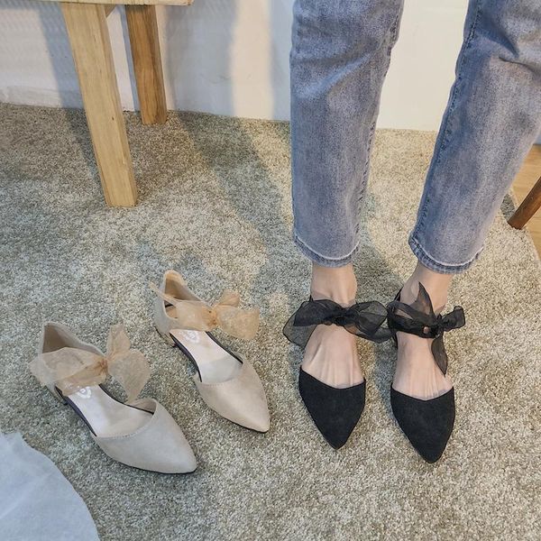 

sandals ladies shoes pointed shallow mouth single women flat bottom 2021 spring korean version of luxury, Black