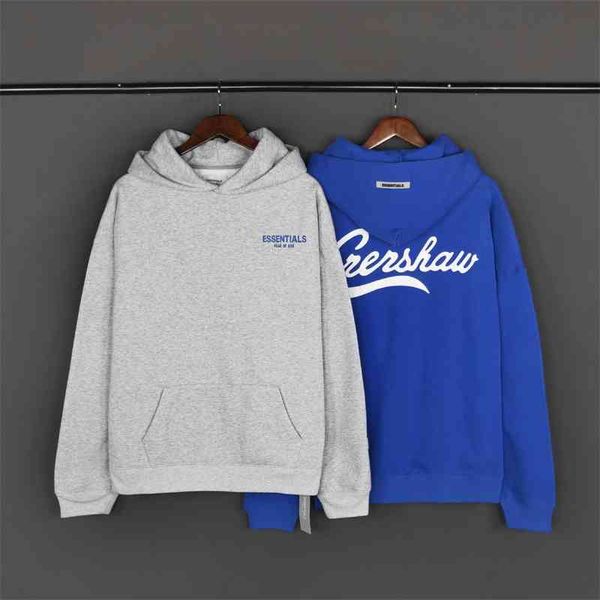 

feel of god double line essentials co branded la limited hoodie fog sweater men's and women's fashion brand, Black