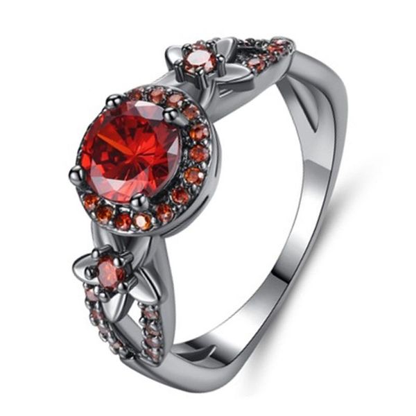 

luxury purple crystal round hollow rings for women bride wedding accessories trendy black silver 925 lady ring jewelry female cluster, Golden;silver