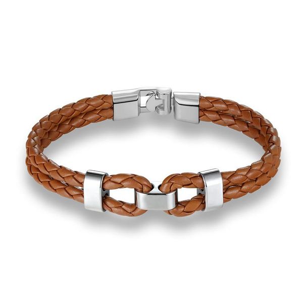 

fashion mens leather bracelet double wrap braslet for him hand accessories cool biker viking brazalete hiphop rock braclet charm bracelets, Golden;silver