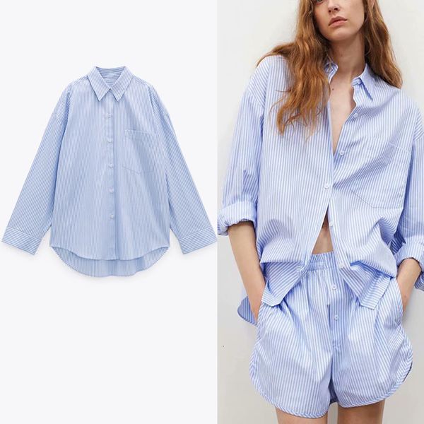 

dresses blue striped shirt women sleeve asymmetric hem loose woman button up patch pocket pleated long spring shirts, Black;gray