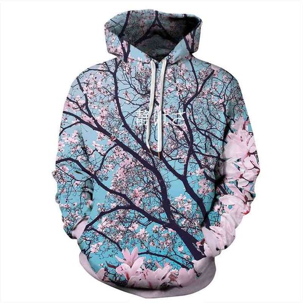 

chaopai landscape 3d digital printed sweater pullover hoodie, Black