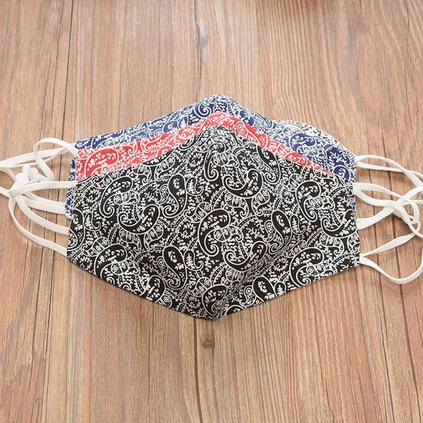 

flower cashew mask men's and women's double-layer pure cotton sunshade in summer