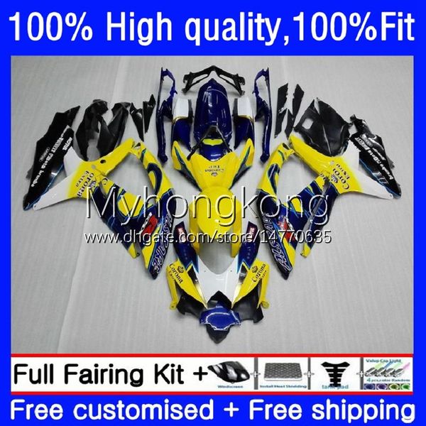 Feedings de molde de injeção para Suzuki GSXR600 GSXR-750 750CC K8 GSXR750 Azul amarelo 08-10 22No.15 GSXR 600 750 CC 600cc GSX-R600 08 09 10 GSXR-600 2008 2009 2010 OEM Bodys