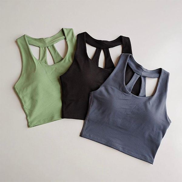 

padded plain sport yoga fitness crop bras women racerback soft workout athletic gym vest outfit