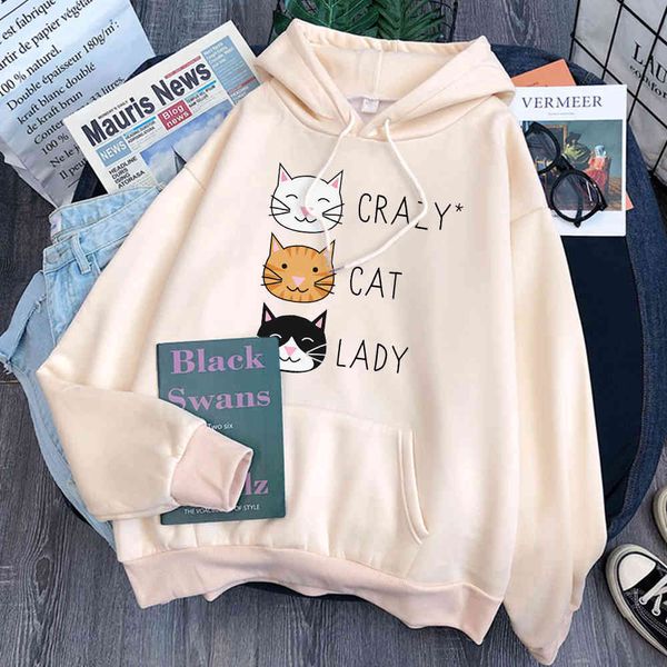 

men's and women's cartoon hoodi, casual street cloth, loose, crazy cat print, wool, drser, punk, animation, Black