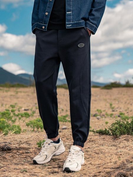 

men letter patched detail sweatpants v9pw#, Black