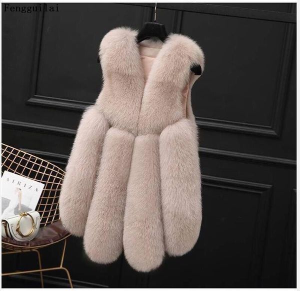 

women's fur & faux winter women vest fashion warm sleeveless coat jacket fluffy thick overcoat, Black