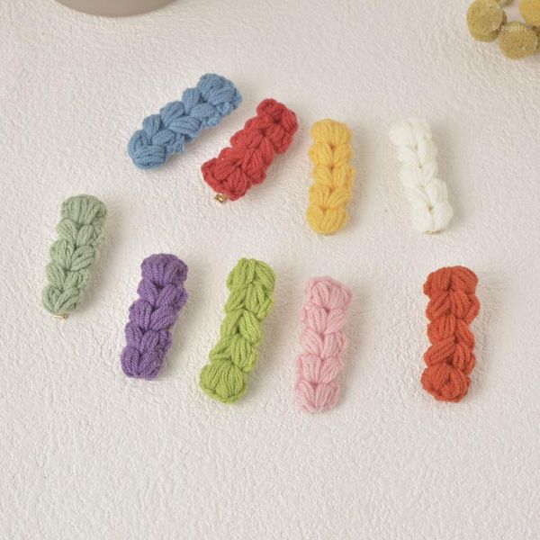 

autumn and winter woolen hairpins love twist knitting sweet bangs clip hair accessories1