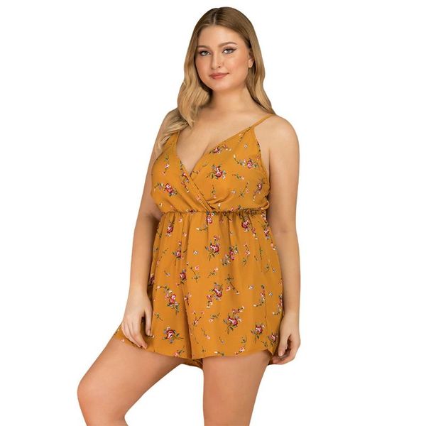 

women's jumpsuits & rompers muqgew short womens jumpsuit fashion print casual sleeveless v-neck plus size combinaison femme#4, Black;white
