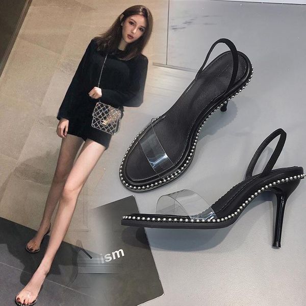 

han edition rivet fine words with transparent black sandals