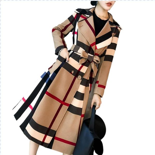 

women's wool & blends minmin in stock amazon europe and american style color matching autumn fashion long elegant women coat, Black