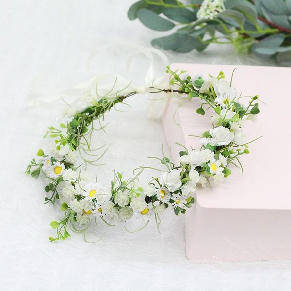 

hair accessories fresh daisies flower crown band floral hairband for women girls holiday travel beach party wedding garland