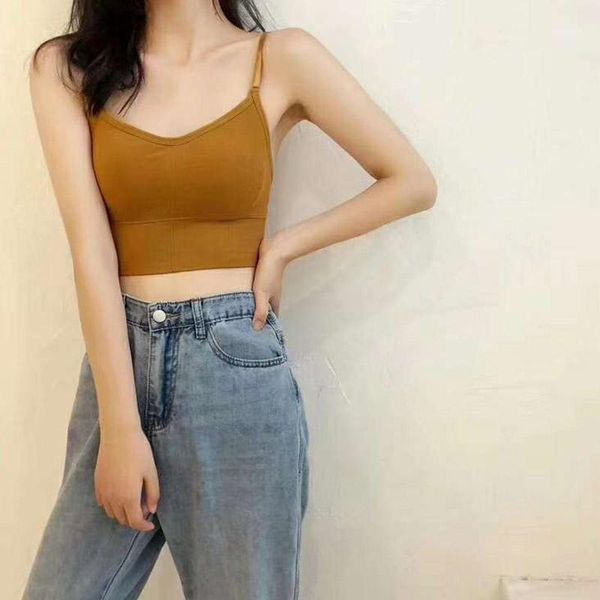 

camisoles & tanks seamless short camisole with chest pad wrapped ladies bottoming tube top, Black;white