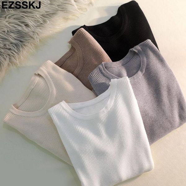 

women's sweaters 2021 knitted women o-neck sweater pullovers turtleneck spring autumn basic pullover slim fit black top, White;black