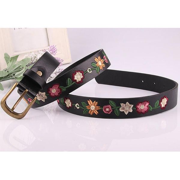 

belts embroidered flower decoration ladies belt retro fashion women's classical chinese style skirt clothing & accessories, Black;brown