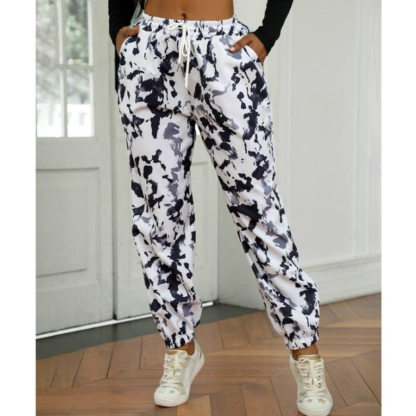 

tie-dye print sweatpants women hip hop elastic high waist baggy pants casual loose harem fashion jogging female women's & capris, Black;white