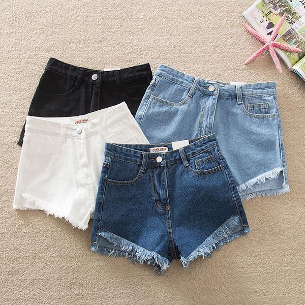 

fashion a pair of jeans summer korean version versatile student high waist denim slim tight a-line pants super shorts lady, Blue