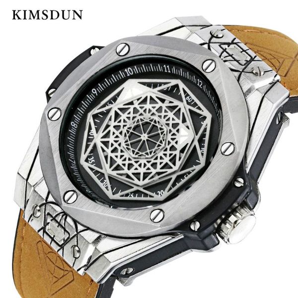 

wristwatches brand kimsdun men's personality fashion luxury business quartz watch clock military leather gentleman relogio masculino, Slivery;brown