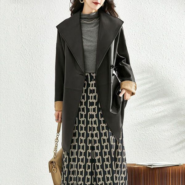 

women's leather & faux jacket d019, Black