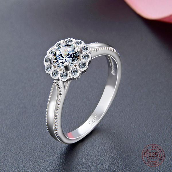

cluster rings 2021 arrival s925 sterling silver fashion platinum plated hollowed-out flower ring setting zircons luxury jewelry for women, Golden;silver