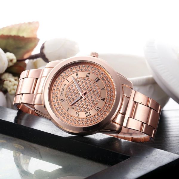 

wristwatches geneva women wrist watch stainless steel sport quartz hour analog watches woman 2021 relogio feminino, Slivery;brown