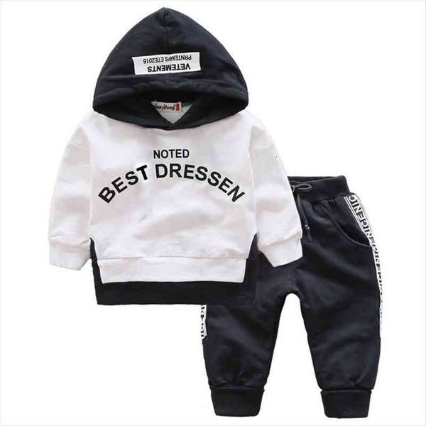 

fashion children clothes spring autumn baby girls clothing set boys cotton hooded t shirt pants 2pcs sets casual kids tracksuits, White