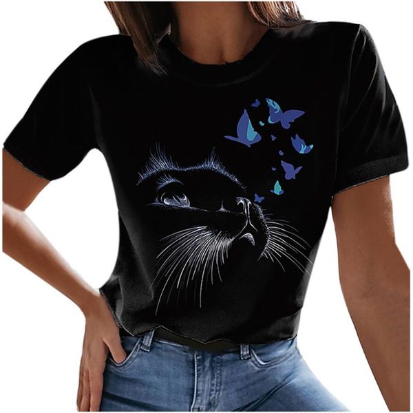 

running jerseys jogger t-shirt streetwear harajuku abstract print women short sleeve tracksuit loose female tees shirt round-neck sports, Black;blue